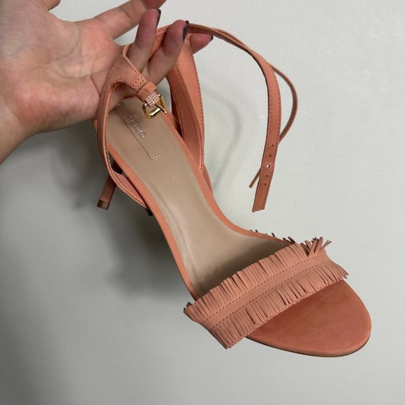 Aldo Suede Pink Heals with Fringe - Worn ONCE! - Picture 2 of 8